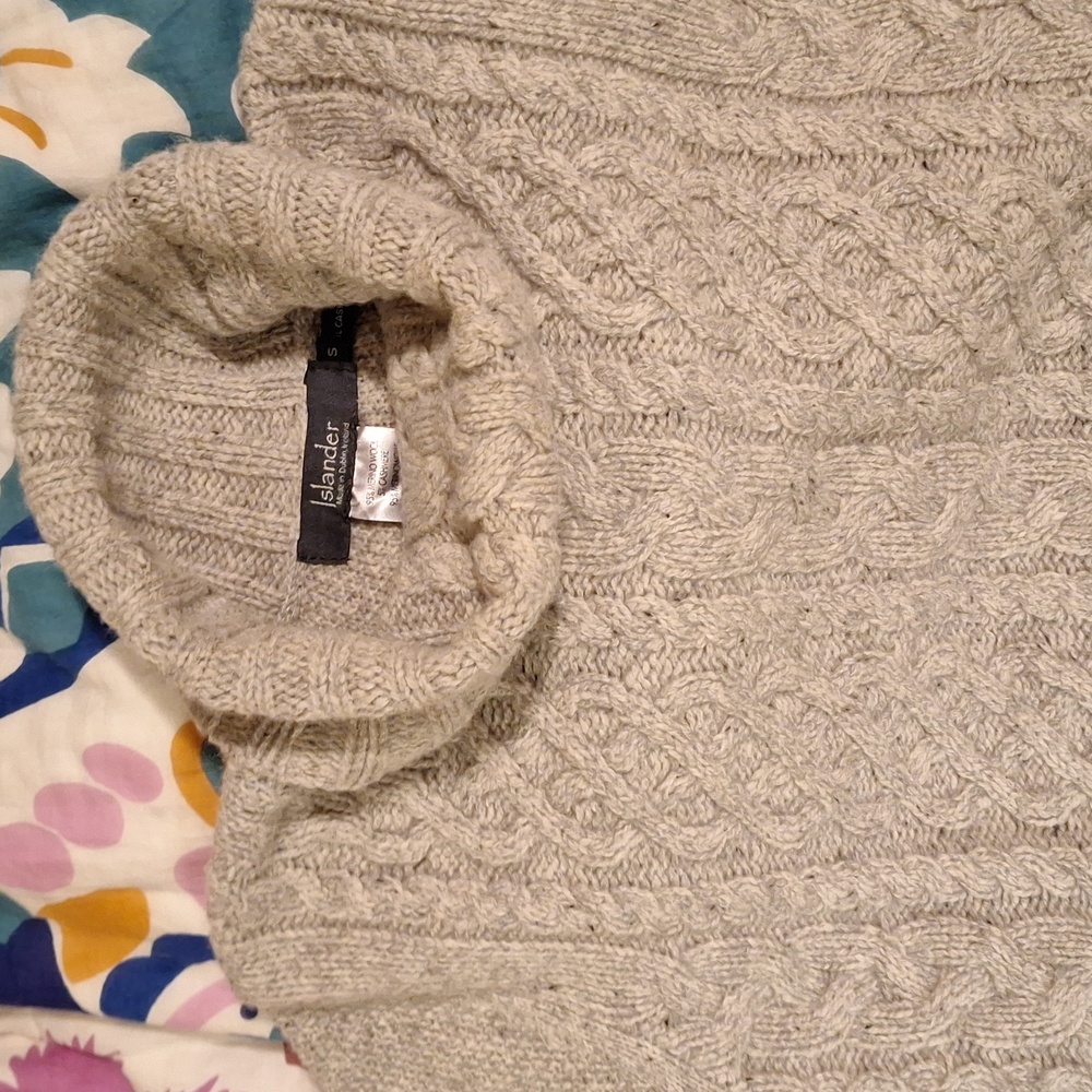 Islander cowl neck sweater, size small